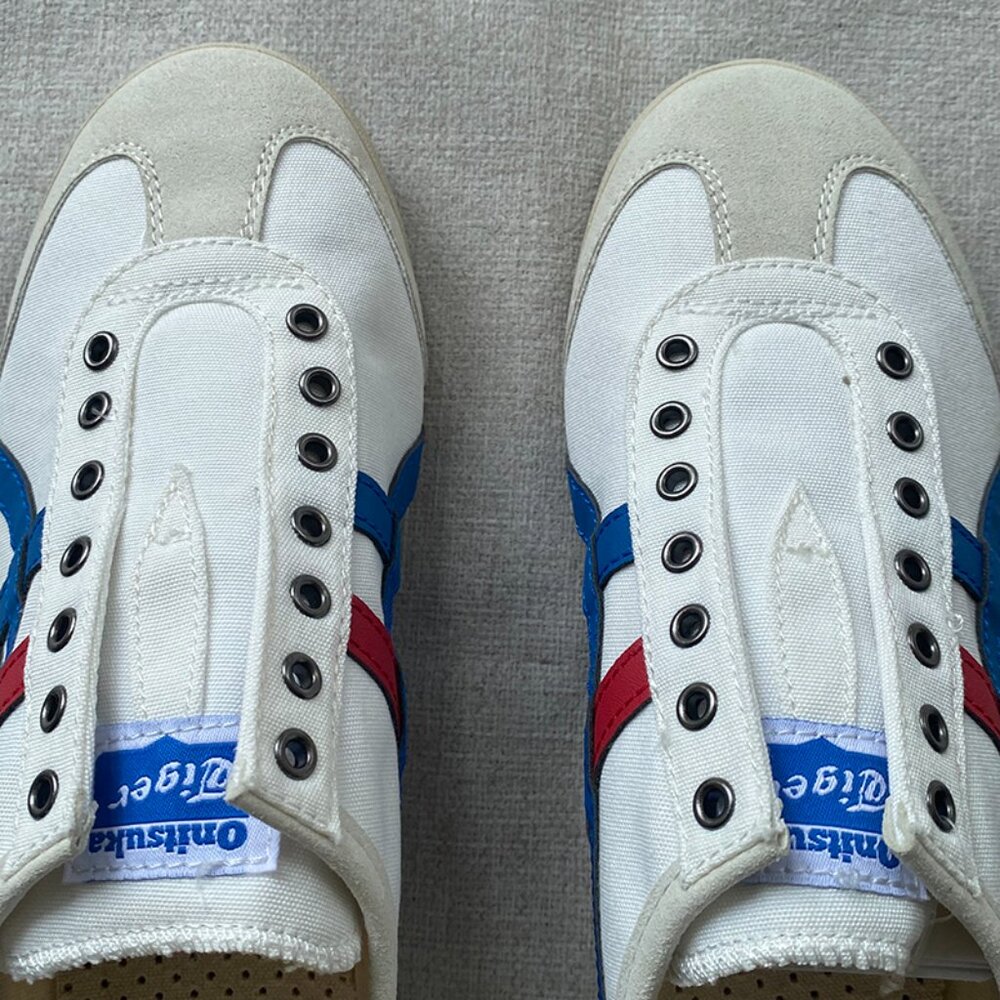 Onitsuka Tiger White Sneakers With Blue And Red Stripes - Picture 3 of 7